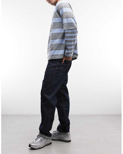 Collusion Blue Relaxed Straight Jeans for men