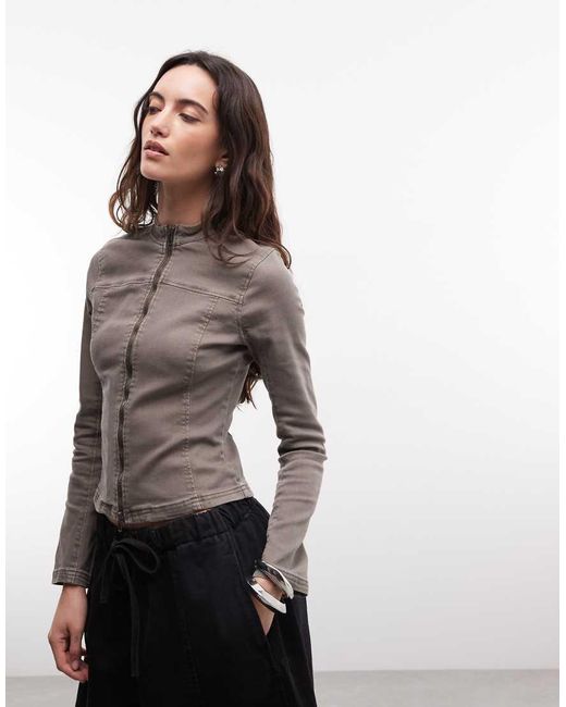 Weekday Green Fitted Zip Through Jacket