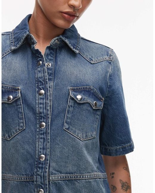 AllSaints Blue Rock Denim Mini Dress