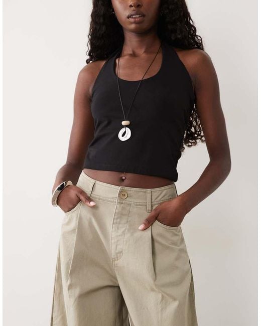 ASOS Natural Barrel Pants With Side Panel Detail