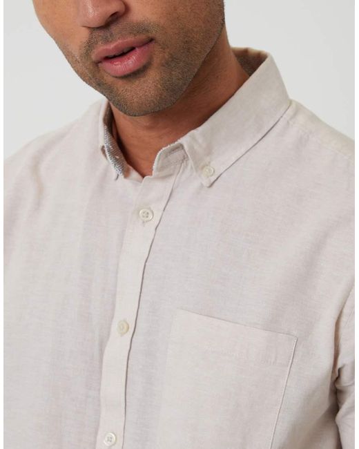 Threadbare White Short Sleeve Linen Blend Shirt for men