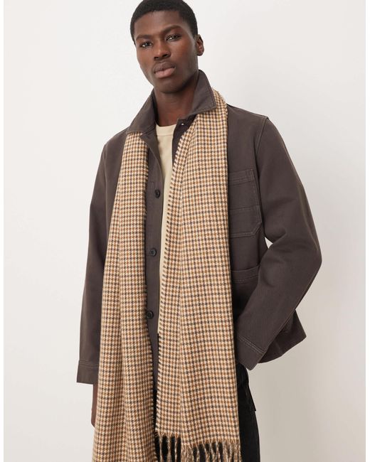 Écharpe tissée à motif pied-de-poule - beige ASOS pour homme en coloris Natural