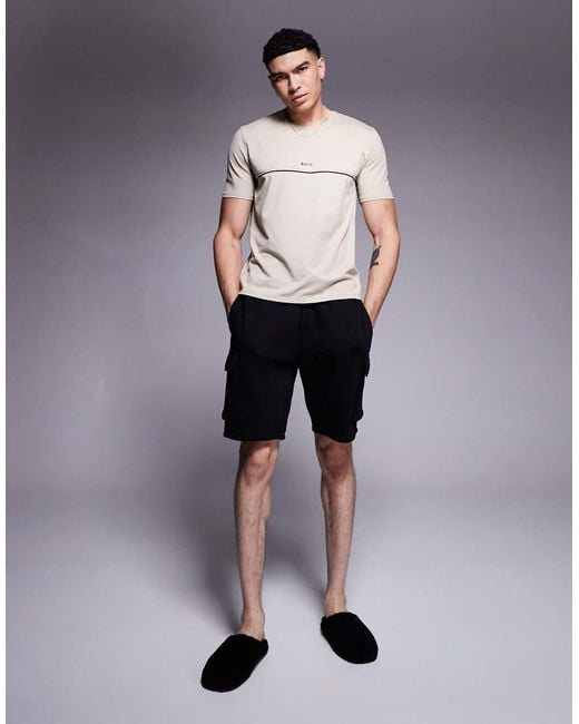 Boss Gray Unique Stripe Logo T-shirt Regular Fit for men