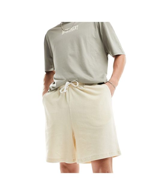 ASOS White Oversized Ribbed Velour Shorts for men