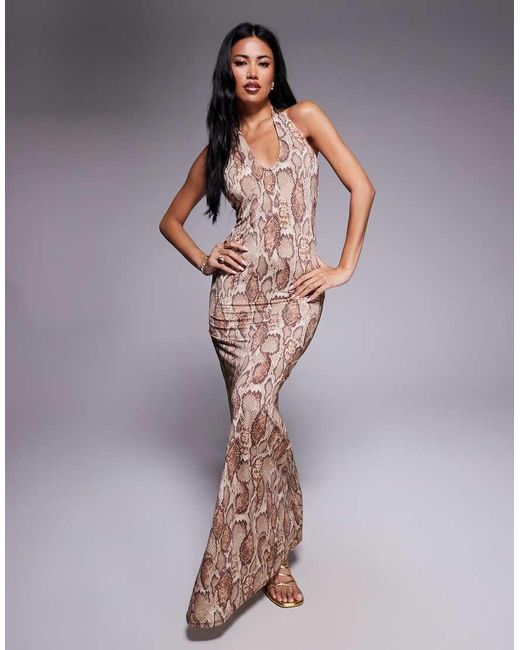 AFRM Purple Drape Back Mesh Maxi Dress