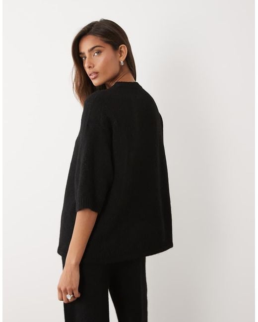 ASOS Black Crew Neck T Shirt With Wool Co-Ord