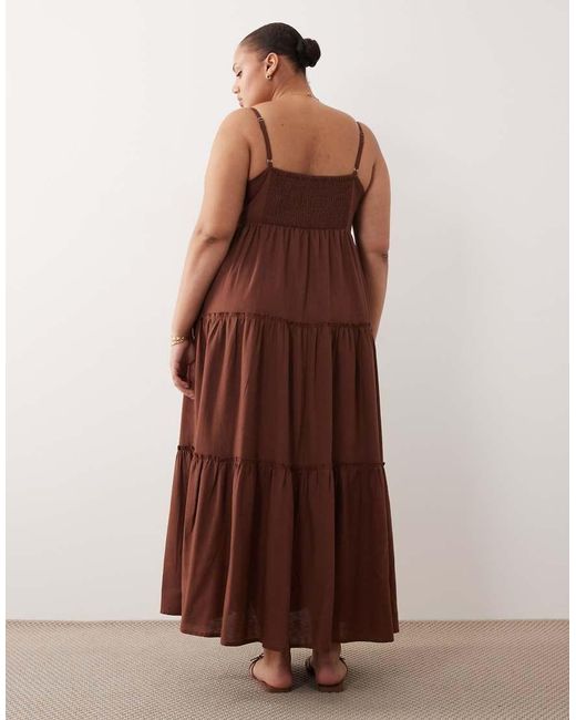 Esmee Curve Brown Tiered Maxi Beach Dress