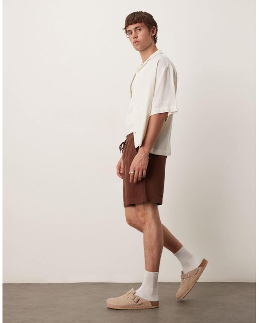 ASOS – weite shorts zum reinschlüpfen mit hohem leinenanteil in White für Herren