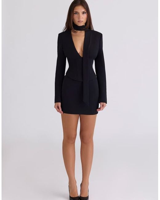 House Of Cb Black Roda Crepe Sculpting Mini Skirt