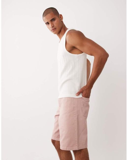 ASOS Natural Loose Denim Jorts for men