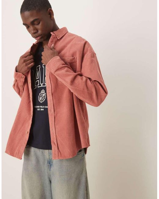 ASOS Red 90s Oversized Cord Shirt for men