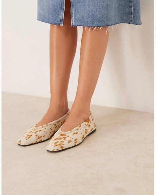 ASOS Blue Lupin Premium Chisel Toe Ballet Flats