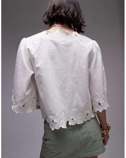 TOPSHOP Gray Floral Cutwork Bed Jacket