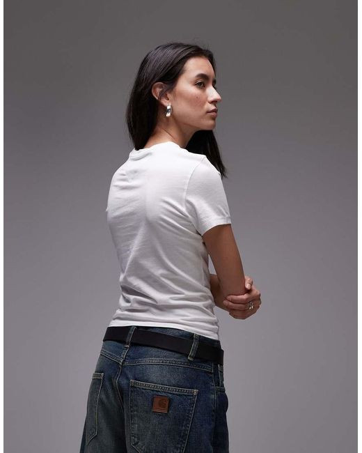 Camiseta Blanco Hueso Con Logo Circular En La Parte Central Del Pecho De Tommy Hilfiger de color Gray