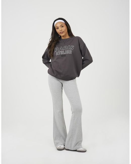 Brave Soul Gray Crew Neck Embroidered Sweatshirt