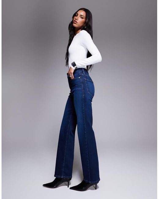 GOOD AMERICAN Blue Soft Tech Good True Straight Jeans