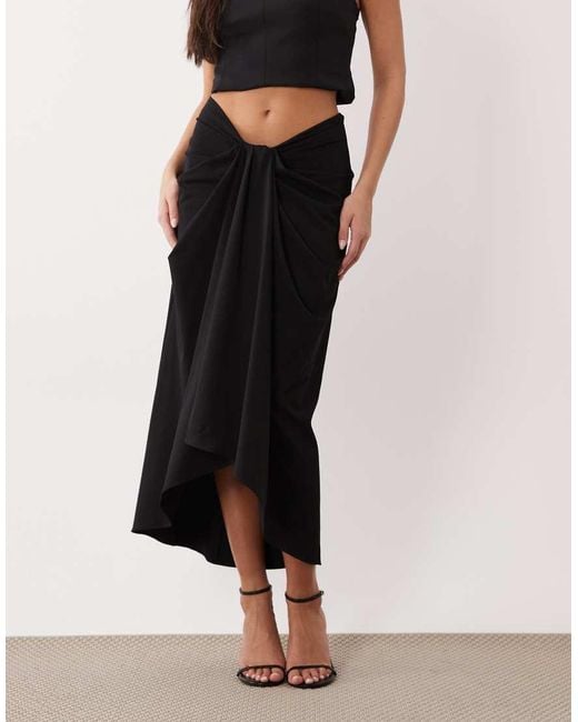 ASOS Black Draped Sarong Column Skirt
