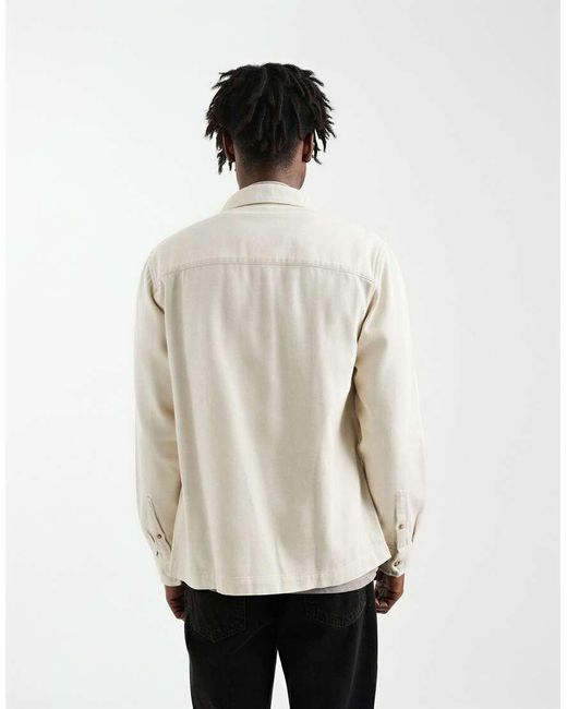 ASOS Natural Heavyweight Cotton Twill Overshirt for men