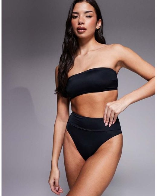 ASOS Black Maya Portofino High Leg Cinch Waist Bikini Bottom
