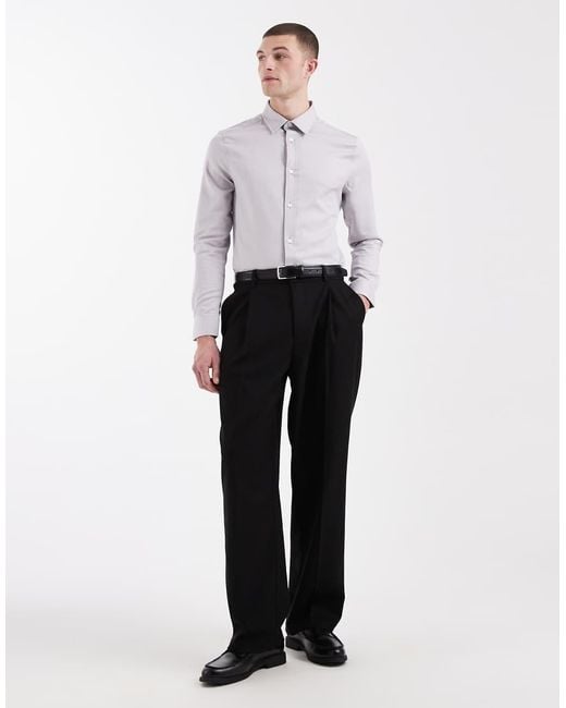 ASOS White Easy Iron Slim Fit Smart Textured Shirt for men