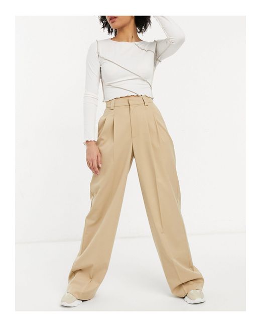 Pull&Bear Natural Wide Leg Slouchy Dad Pants