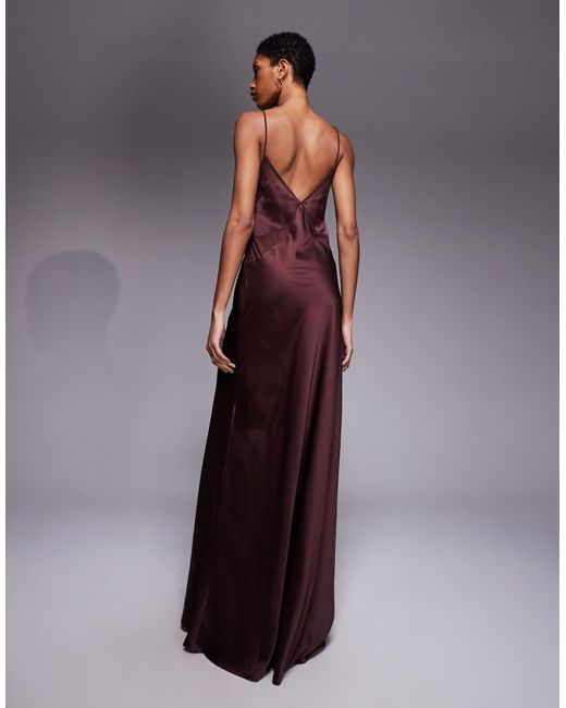 ASOS Women's Purple Asos Design Tall Satin Chiffon Mix Square High Neck  Maxi Dress - www.ice4pros.com.br