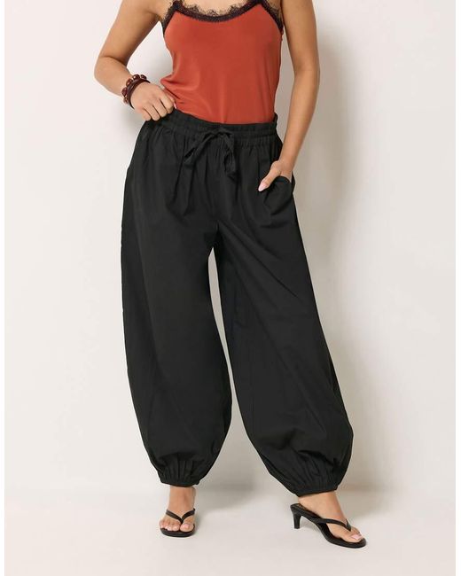 PixieGirl Black Petite Poplin Balloon Trousers