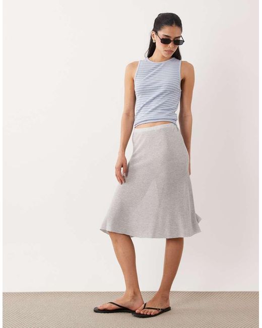 Mango Blue Cotton Rich Boat Neck Sleeveless Top