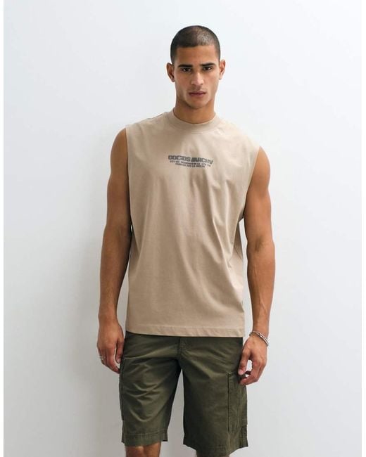 ASOS Brown Oversized Tank With Text Graphic for men