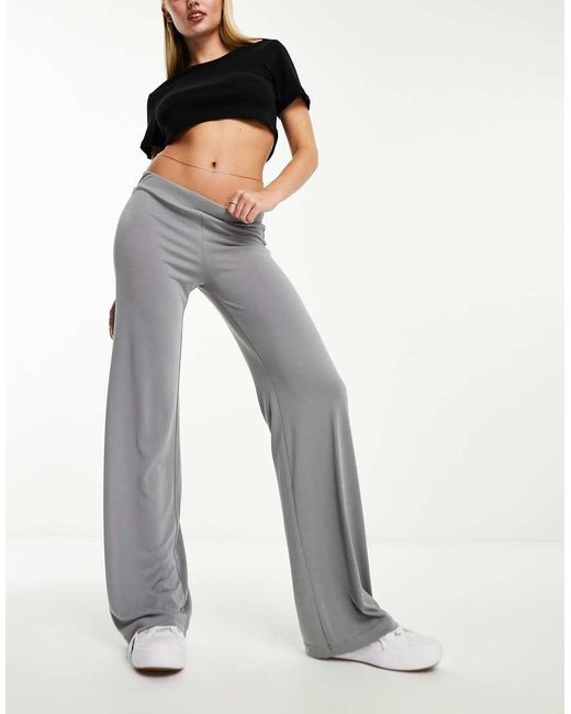 Monki White Super Soft Wide Leg Trousers