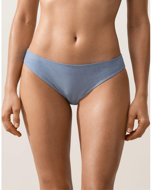 Oysho Natural Striped Classic Bikini Briefs