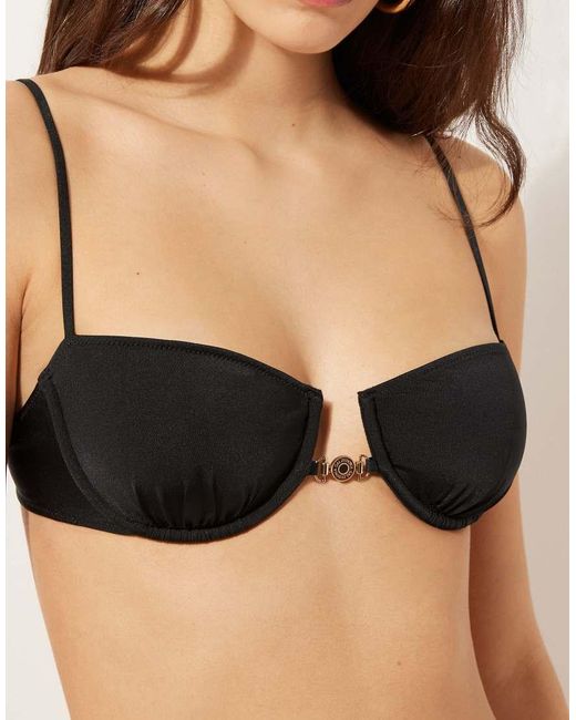 Calzedonia Black Balconette Bikini Top Minimal Fit