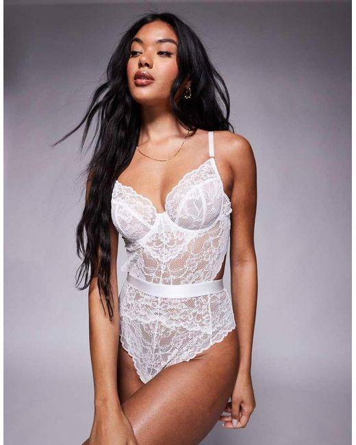 Ann Summers White Bridal Hold Me Tight Lace Underwired Bodysuit