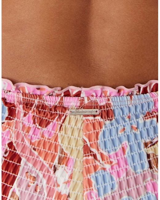 Reclaimed Vintage Red Booty Short Bottoms With Shirring Sides