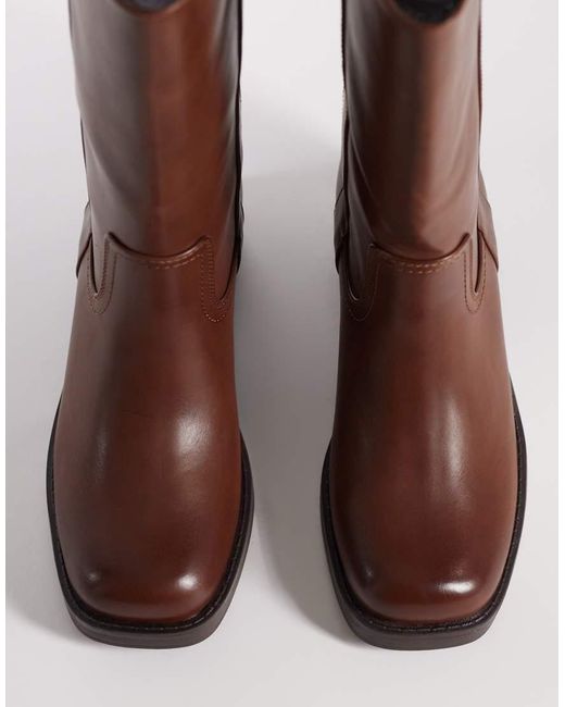ASOS Brown Cherry Pull On Trucker Boots
