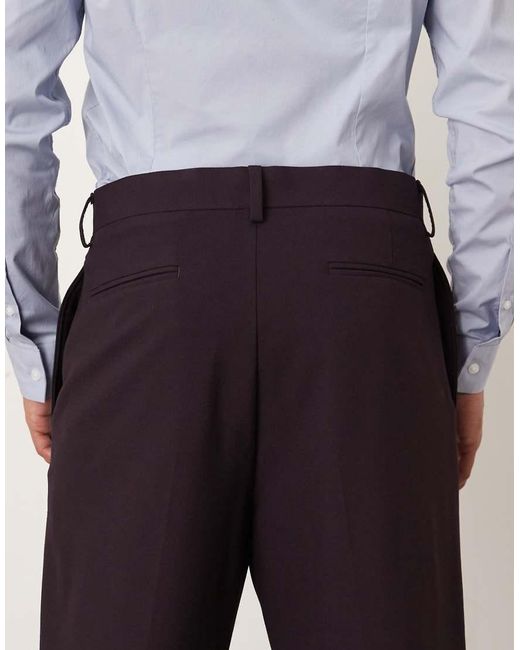 ASOS Black Smart Pleated Relaxed Tapered Trousers for men