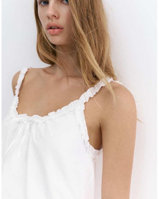 Pull&Bear White Short Balloon Dress