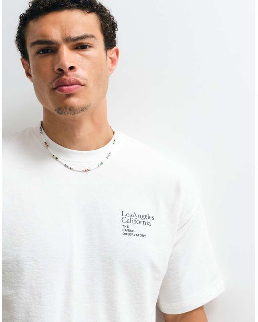 New Look White Bubble Logo Oversized T-Shirt for men