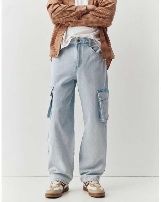 Pull&Bear Baggy Cargojeans in het White voor heren