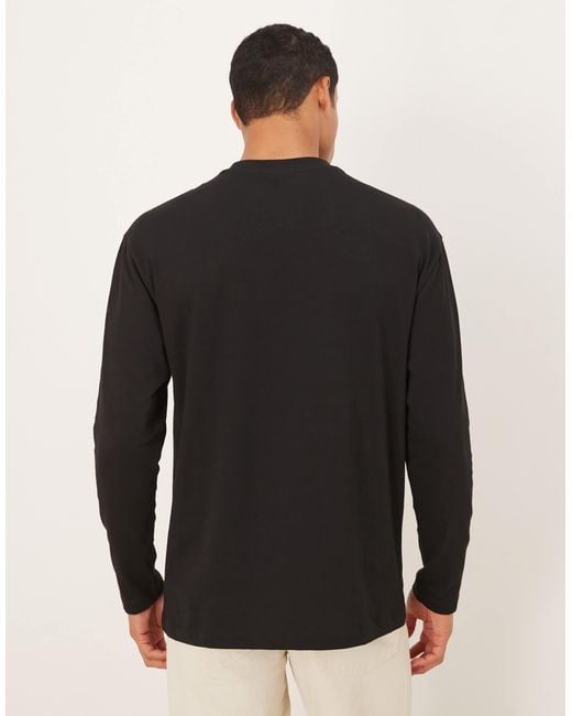 ASOS Black Long Sleeve T-shirt With Small Flower Chest Print for men