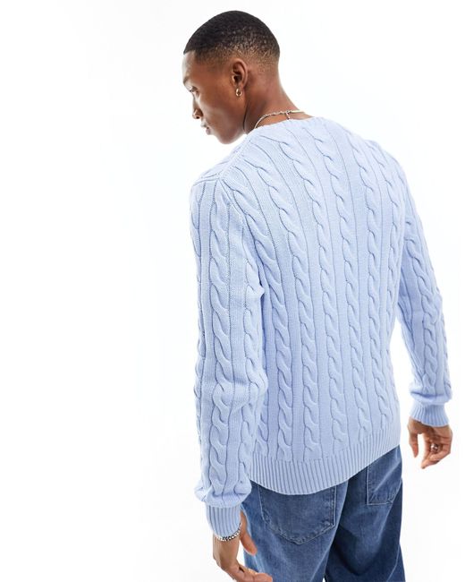 Polo Ralph Lauren Blue Driver Icon Logo Cotton Cable Knit Jumper for men