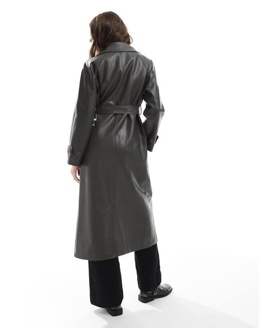 New Look Black Faux Leather Trench Coat