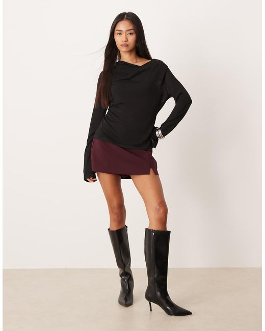 Gina Tricot Black Draped Knitted Top