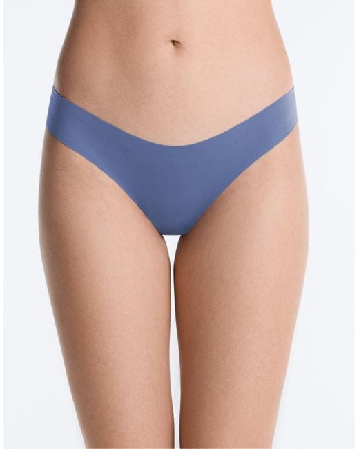 Oysho Blue 5 Laser-Cut Invisible Polyamide Blend V-Cut Bikini Briefs