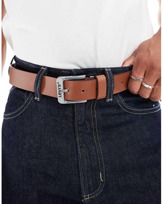 Levi's Leren Riem Met Gesp Met Logo in het Blue voor heren