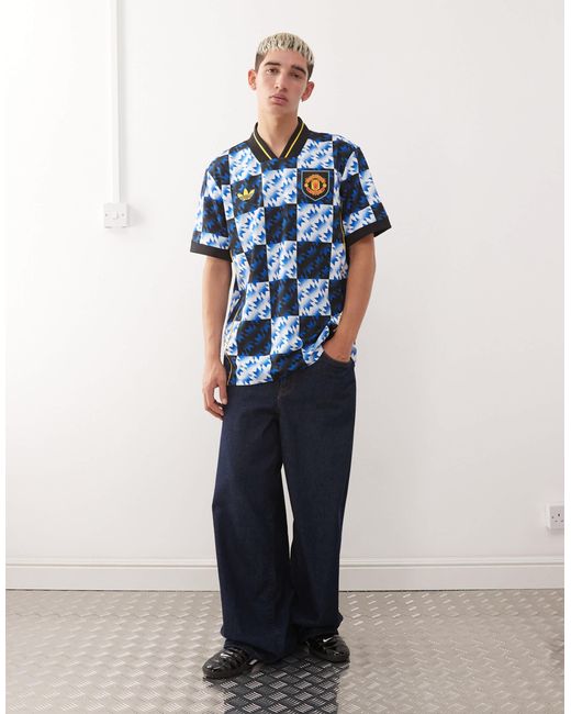 Adidas Originals Blue Adidas Soccer Manchester United Jersey