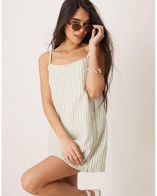 Abercrombie & Fitch Natural – skort-kleid aus leinen