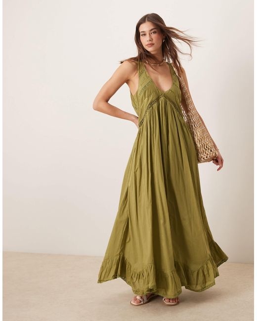 Eucalyptus Earthy Green Dress SELENA Long Dress Goddess Black Raven Maxi Open Back Cotton Festival B Eucalyptus Earthy Green Dress SELENA Long Dress Goddess Black Raven Maxi Open Back Cotton Festival B