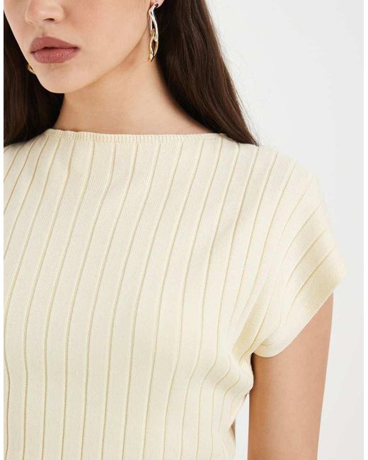 4th & Reckless Natural Ribbed Knit Cinched Waist Sleeveless Top Co-ord