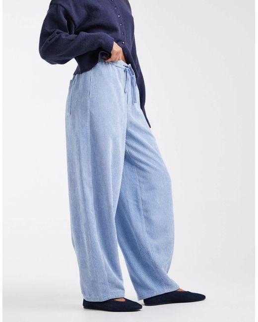 ASOS Blue Pull On Barrel Leg Cord Trousers
